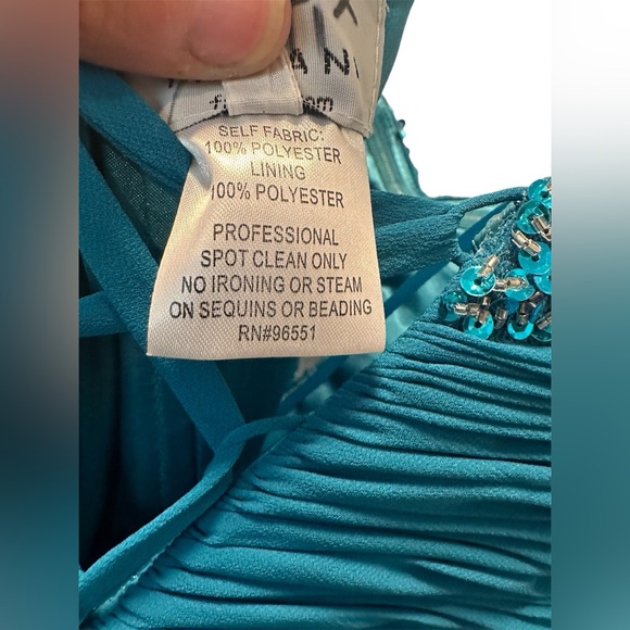 Fiviana Teal Rhinestone Long Formal Dress~ Size 4 - Picture 7 of 8